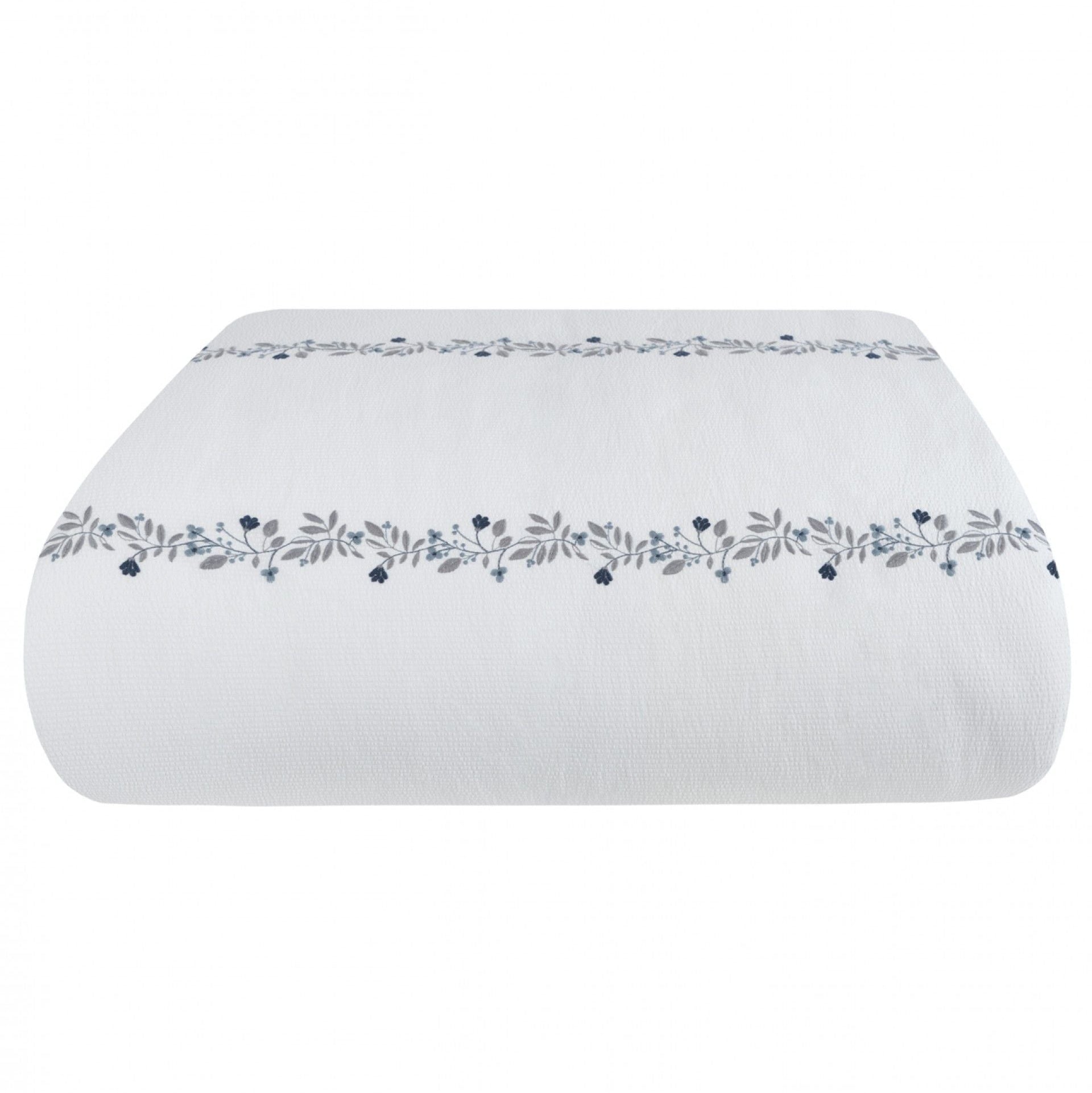 Gultas veļa FLORA seersucker ar izšūtiem ziediem