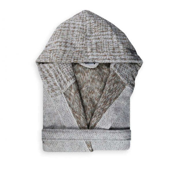 Halāts ar kapuci Prince of Wales L izmērs beige 100% kokvilna