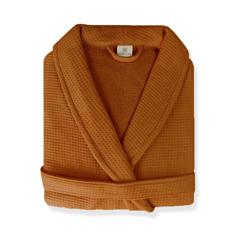 NATURAL Waffle halāts M terracotta 100% organiskā kokvilna