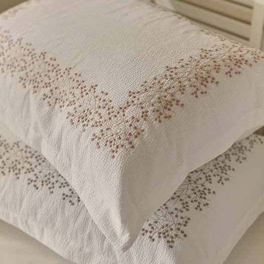 Spilvendrana MIMOSA 50x75 OXFORD white/pink 100% kokvilna Seesucker