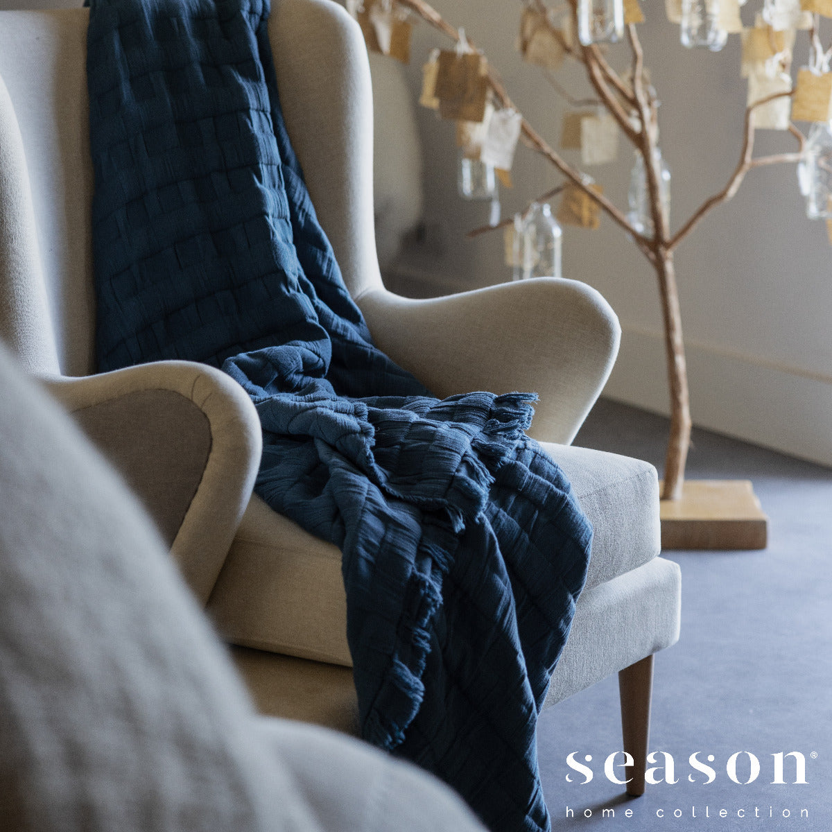 Хлопковый плед MALTHE 130x180 grey