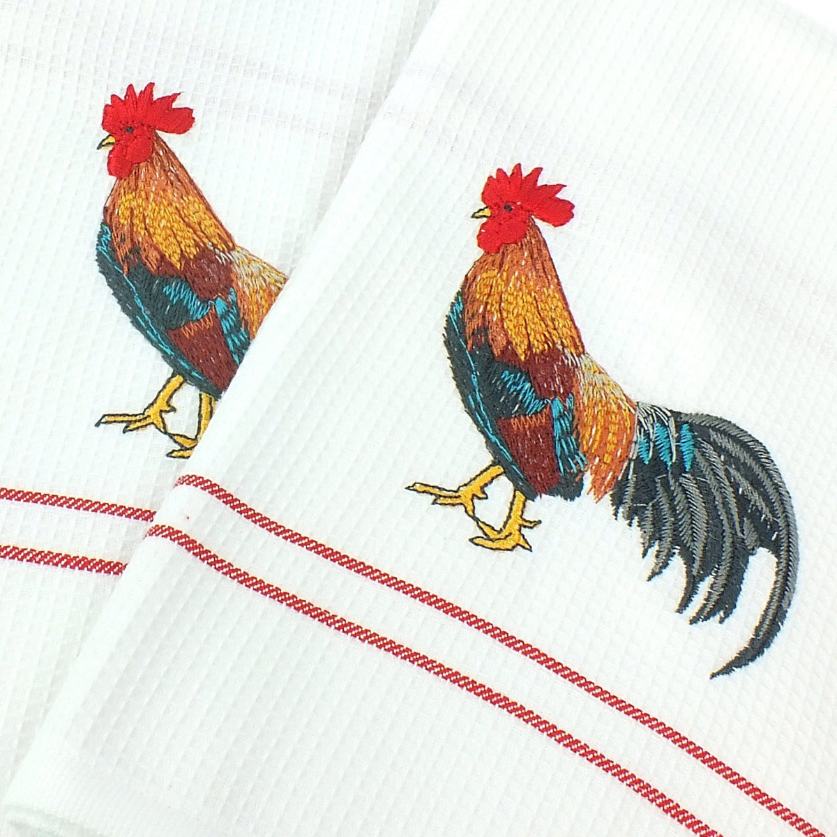 Virtuves vafeļdvielis ar izšūvumu 50x70 Gailis 100% kokvilna