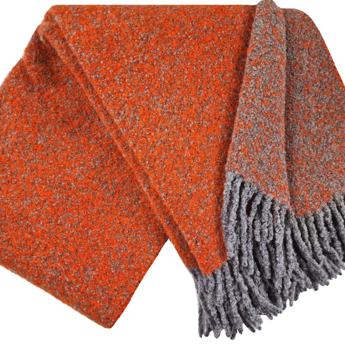 Vilnas pleds Venice Bucle 140x200 DF grey/orange 100% vilna