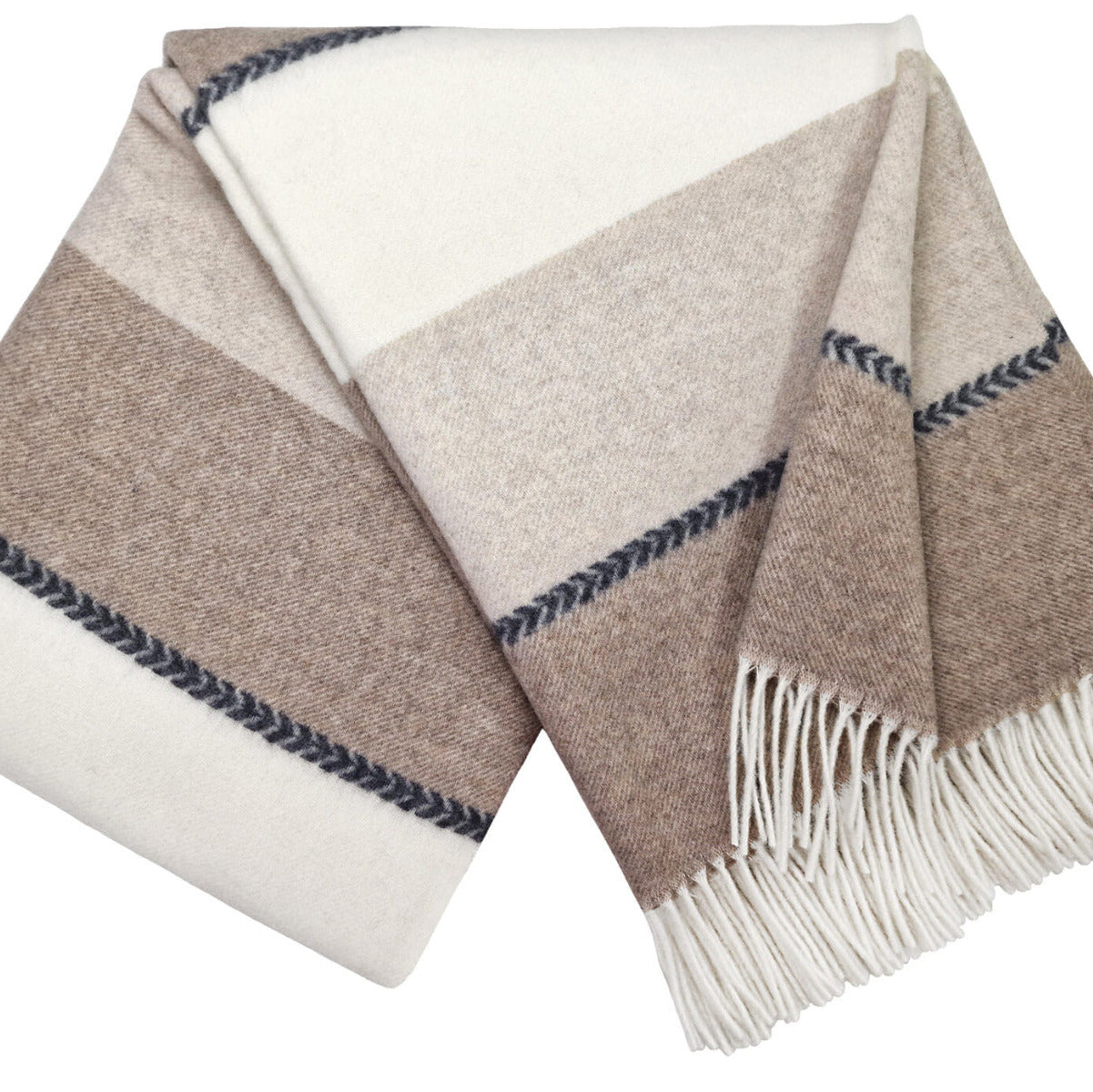 Pleds FARO K 140x200 merino un kašmirs bēšs/brūns/balts