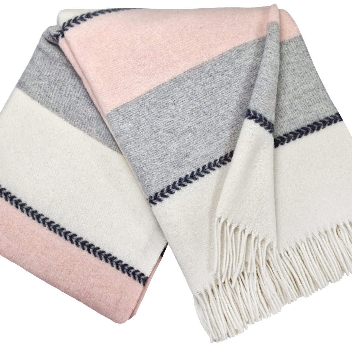 Pleds FARO K 140x200 merino un kašmirs roza/pelēks/balts