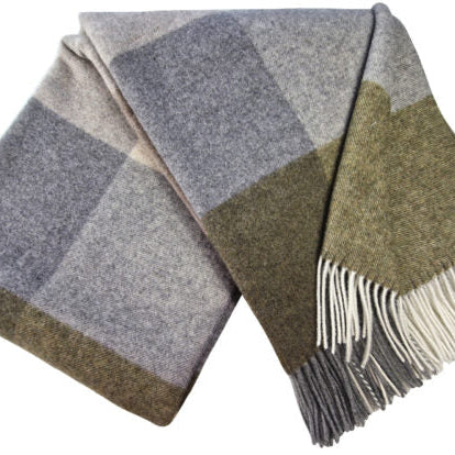 Pleds FARO Quadrate 140x200 merino un kašmirs haķi pelēks