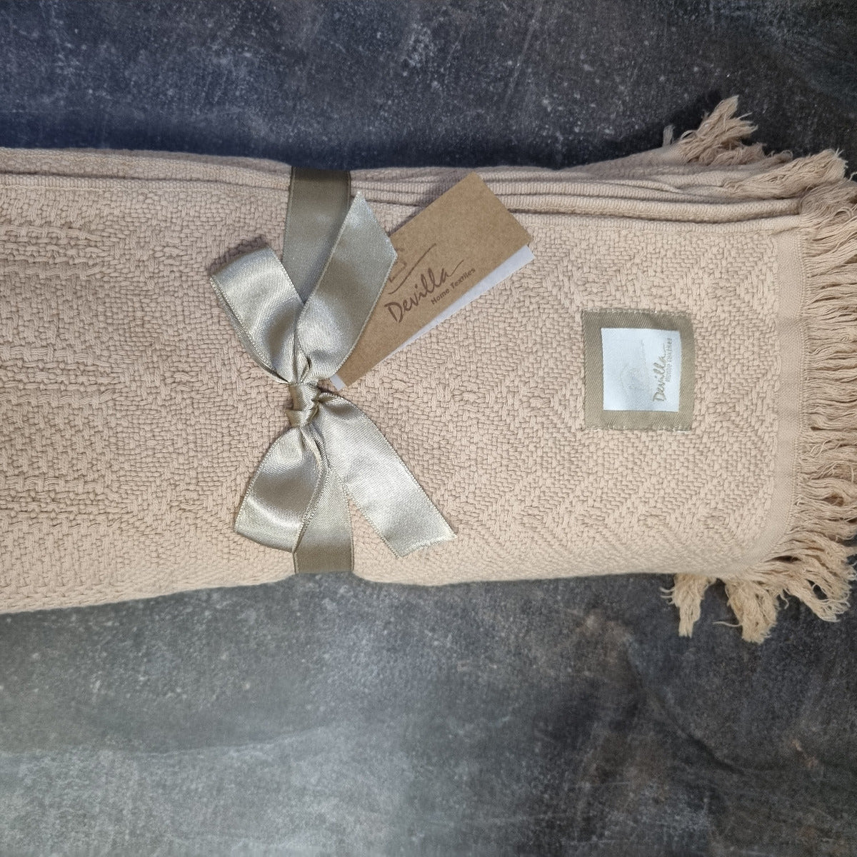 Pleds LACE 130x170 APRICOT 100% kokvilna stonewashed