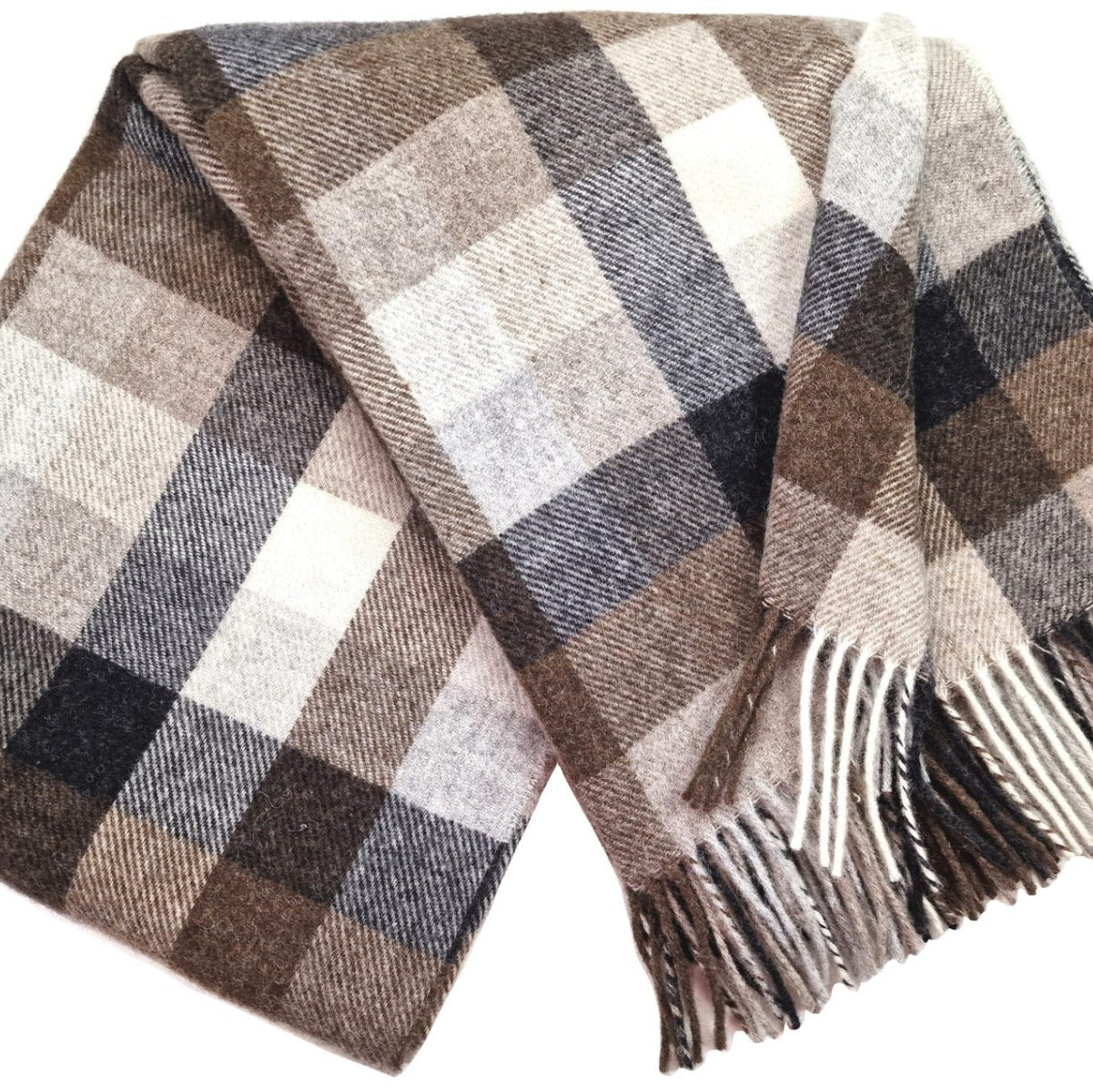 Pleds Tirol rūtiņu BROWN GREY 140x200 100% vilna 340g/kvm